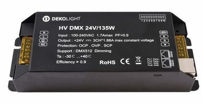 DEKO-LIGHT Netzgerät BASIC DIM CV HV DMX 24V/135W Metall schwarz 135W IP20 L196x