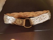LN Ws M/L bebe SILVER STUDDED & RHINESTONE LE...