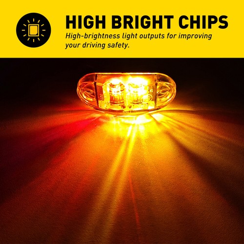 10x Red Amber LED Clearance Lights Side Marker Lamp Trailer Truck Multi Volt - Picture 3 of 11