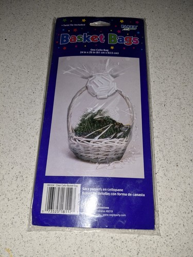 NEW-Paper Art Clear Cello(phane) Basket Bag 24" x 25" Gift Bag, made In China