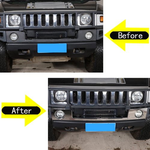 ABS Chrome Car Front Fog Light Trim Decorative Cover Kit For Hummer H2 2003-2009 - Picture 4 of 12