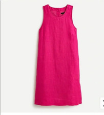 J.Crew Button-back Shift Dress in Beauchamps Linen Neon Flamingo J2466 Size XXS