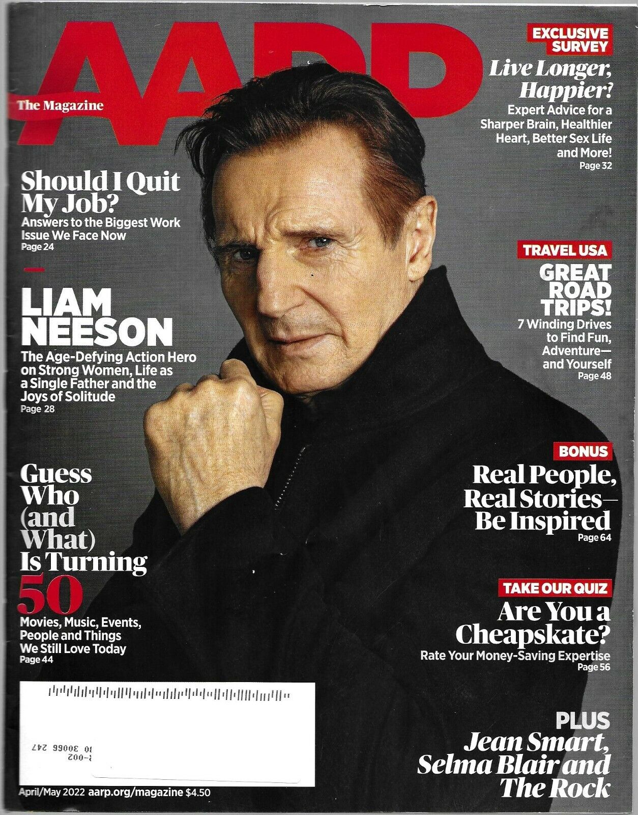 AARP The Magazine April/May 2022 Liam Neeson, Live Longer Happier, Road  Trips | eBay