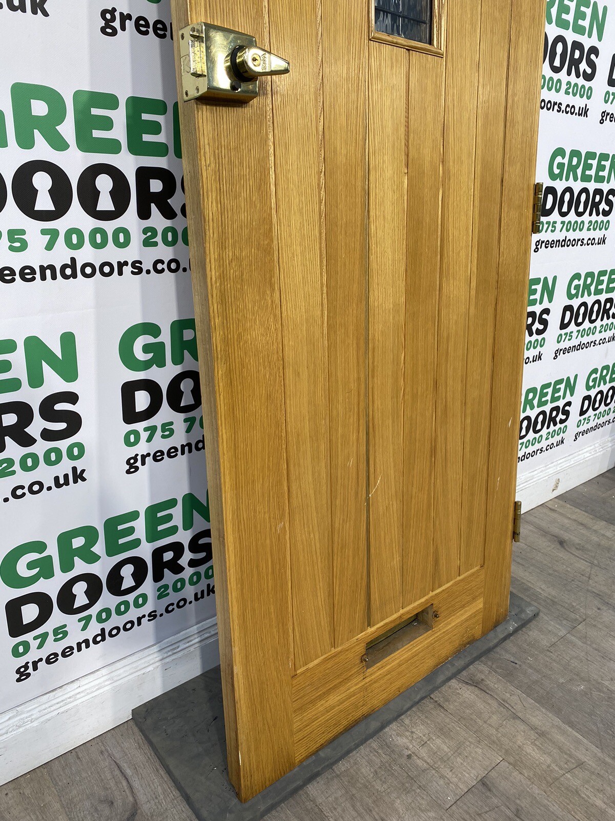 WOODEN FRONT DOOR OAK VENEER EXTERNAL EXTERIOR LEADED GLASS TIMBER USED