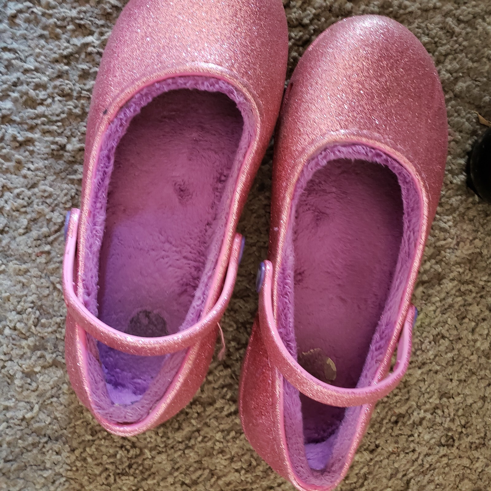 BEL LOTTO di 2 scarpe da ragazza Crocs sandali inverno rosa glitter foderati taglia J3 J 3