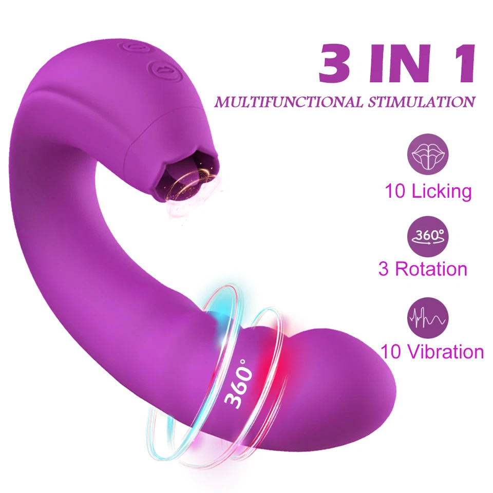 Rotating Head Vibrator Clit Tongue Licking G-Spot Massager Sex Toys for Women - Image 4 of 4