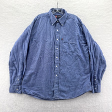 Chaps Ralph Lauren Dress Shirt Mens 17 XL Blue Button-Up Top Long Sleeve Cotton