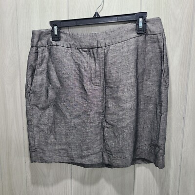 Ann Taylor Loft Skirt Size 8 Gray Linen Blend business boss lady sports casual