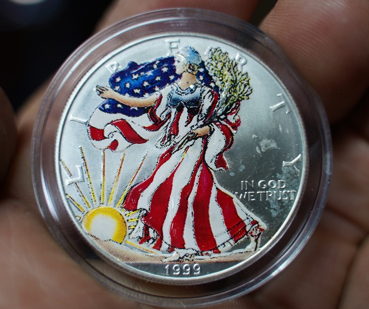 1999 US Silver Eagle Colorized Lady LIBERTY 1oz 999 fine silver