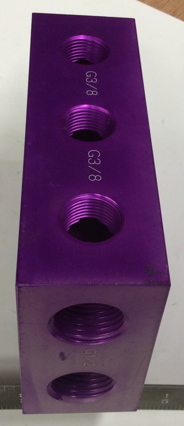Air Manifold Block Hydra Flex HF-AMP-G-6 Distribution Block Aluminum Port Tee