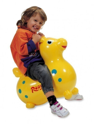 Cavallo Rody gelb aufblasbares Hüpfferd hüpfen Kinder Bewegung Hüpftier Pferd