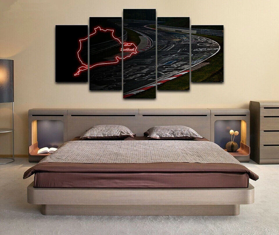 Póster arte pared impresión lienzo circuito pista rally nurburgring 5 paneles decoración del hogar Foto 2 de 4