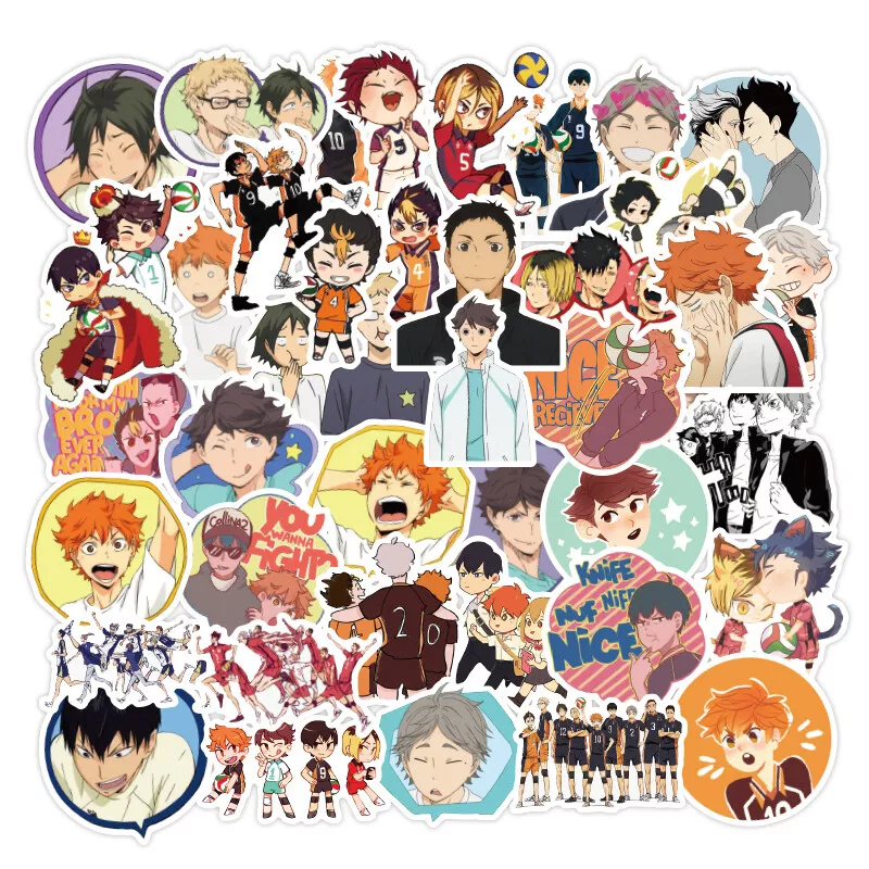 52pcs Haikyuu Volleyball Stickers Pack Vinyl Manga Japan Anime Decal Laptop  Car