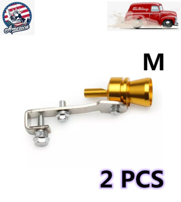 2pcs M Durable Turbo Sound Exhaust Muffler Pipe Whistle Car Big loudspeaker Gold