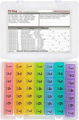 7 Times a Day Weekly Pill Box Organizer Case, Secure 7X Pillbox w/Medication Map - Picture 8 of 8