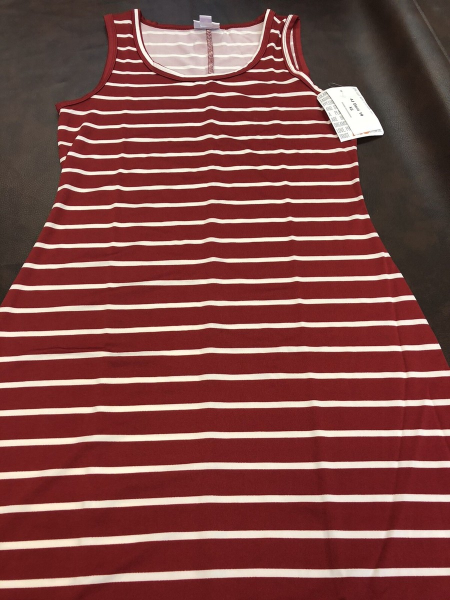 New Lularoe Dani Stretch Red Maroon White Stripe Long Maxi Dress  XS 2-4  NWT | eBay