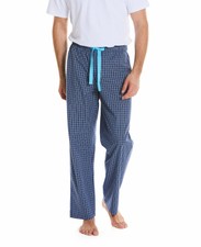 Savile Row Company Navy Turquoise Check Cotton Lounge Pants