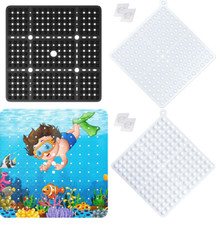 Hangable Square Shower Mat Non Slip Anti Mould Suction Cups White Clear