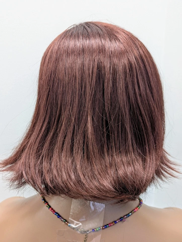 Peluca corta sintética corta corte navaja suelta color rojo rojizo oscuro 33 con flequillo Foto 4 de 4
