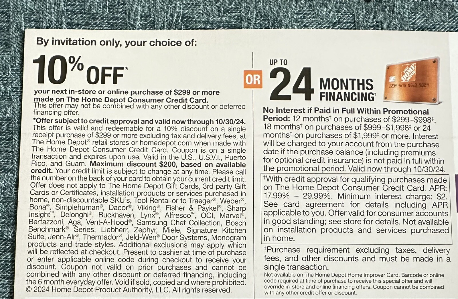 HOME DEPOT COUPON 10 Off InStore Or Online EXP 10/30/2024 W/ HDCard eBay