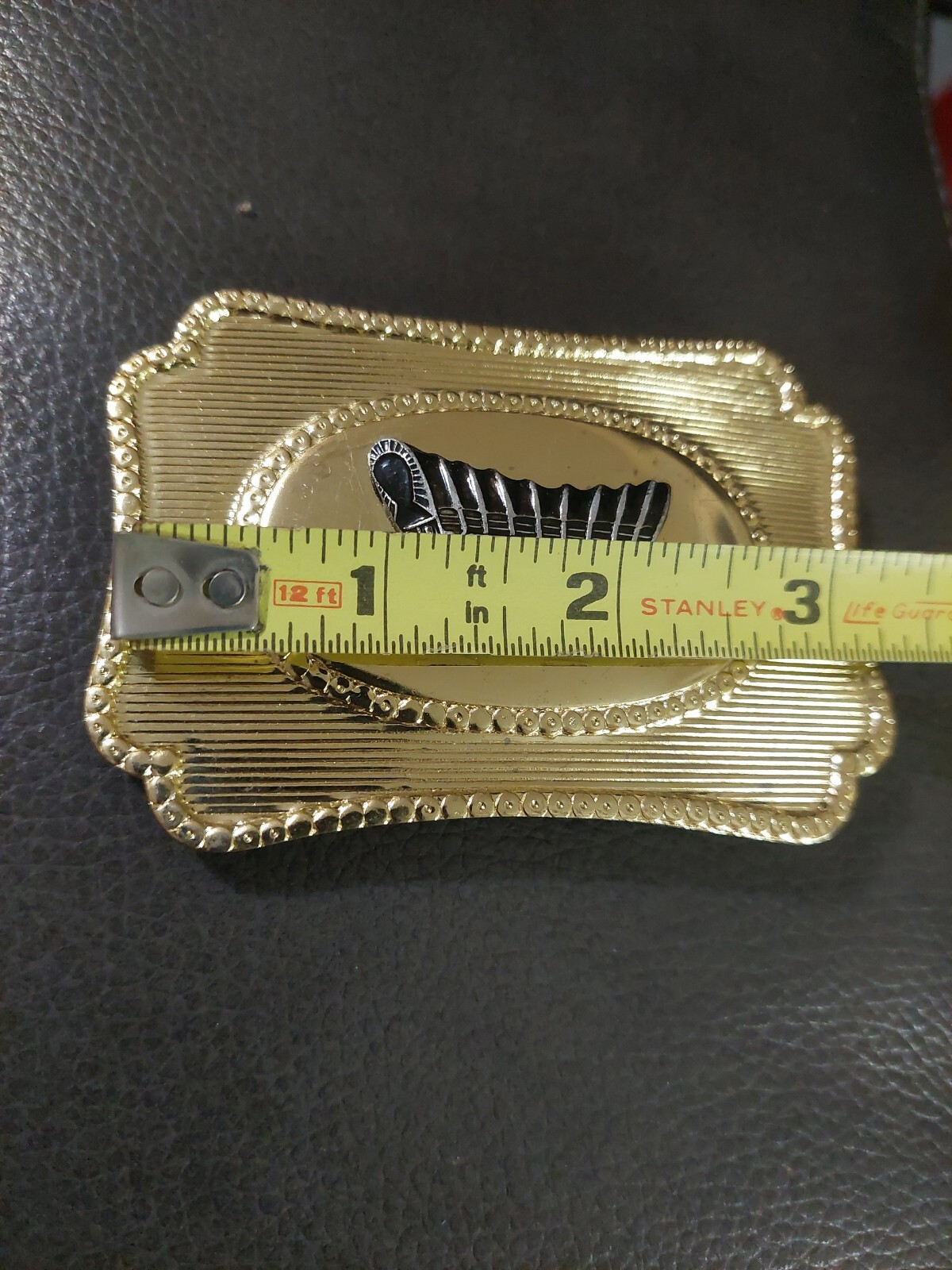 Vintage Metal Western Themed Covered Conestoga Wagon Buggy Gold Belt