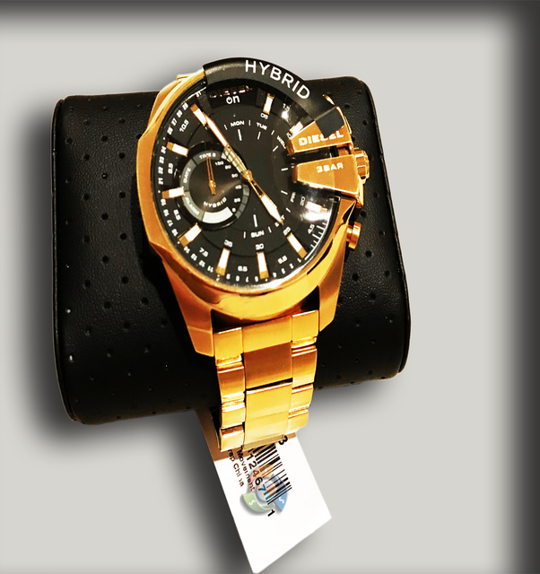 Diesel Mens Diesel on Mega Chief Hybrid Smartwatch Gold Tone Stainless Steel 101 for sale online