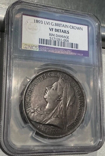 Great Britain UK 1893 Queen Victoria Silver Coin 1 Crown NGC VF DETAILS