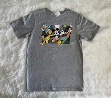 Disney Shirt Boys T Shirt Tee Sz Large Mickey Mouse Short Sleeve Gray
