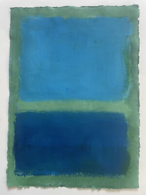 Rothko Mark Original Gemälde Kunstwerk Blau Grün Abstrakt Minimalistische Kunst A60