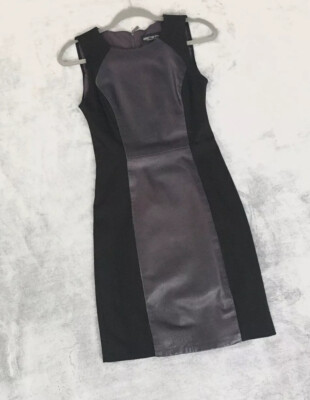 vakko leather dress Leather Accent Dress Purple / Black, Elements by Vakko, Womens Size 0 / S
