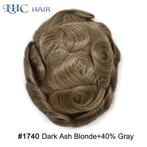 Swiss Lace Front Mens Toupee Human Hair Replacement System Skin PU Hairpiece Wig - Picture 69 of 78