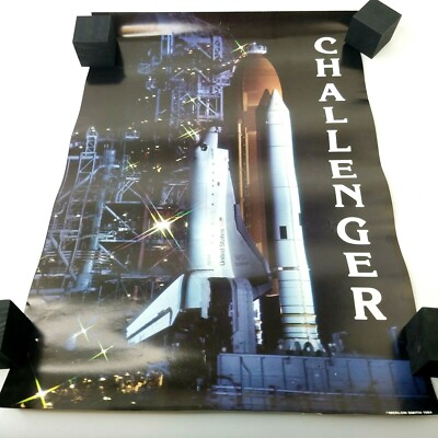 Space Shuttle Challenger Launch Pad Poster NASA Vintage 1984 Merlon Smith 23x16
