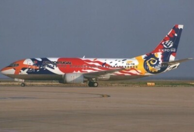 TAP Air Portugal Boeing 737-300 CS-TIB ''Expo '98 cs'' @ Faro - postcard