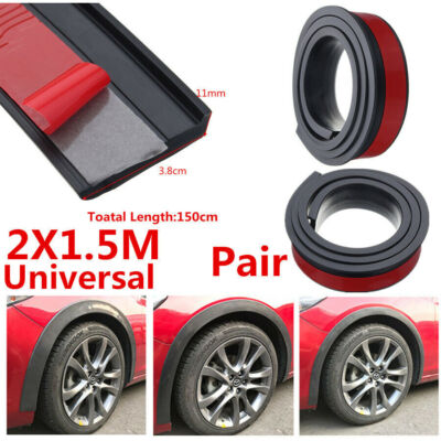 2xCar Fender Flares Protector Rubber Moulding Strip Wheel Arch Trim 150x3.8cm US