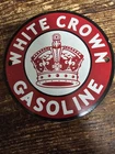 1940'S VINTAGE WHITE CROWN GAS STATION PORCELAIN SIGN 6" IN DIAMETER