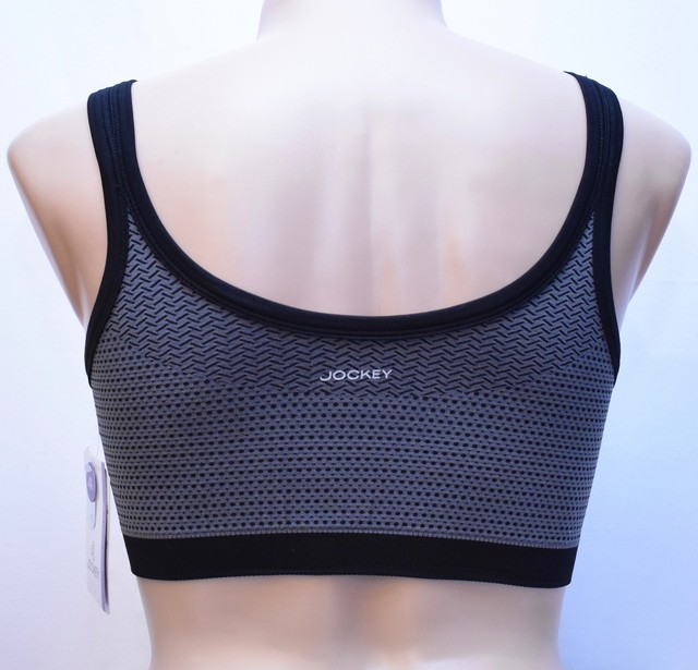 JOCKEY Women's Seamless Texture Sport Bra (JK7438) Deep Black Color