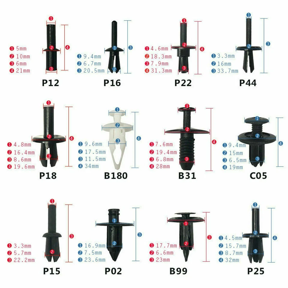 350 piezas clips de pasador de plástico para carrocería de automóvil guardabarros parachoques sujetadores remache destornillador Foto 3 de 4