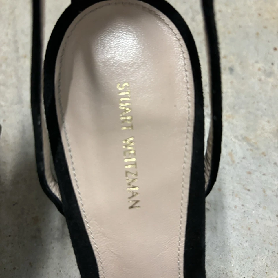 Tacones de aguja Stuart Weitzman Lexie de gamuza negros con tiras para mujer 6 Foto 3 de 4