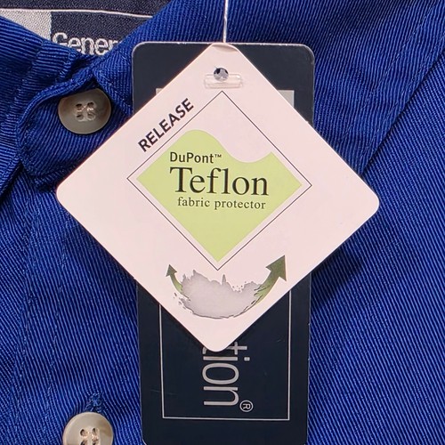 Blue Generation Blue Long Sleeve Button Up Shirt Teflon Coated Size 4XL - Picture 3 of 9