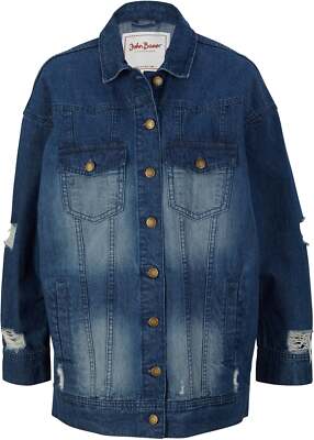 Neu Weite oversized Jeansjacke Gr. 34 Blau Denim Used Damen-Jacke Blazer