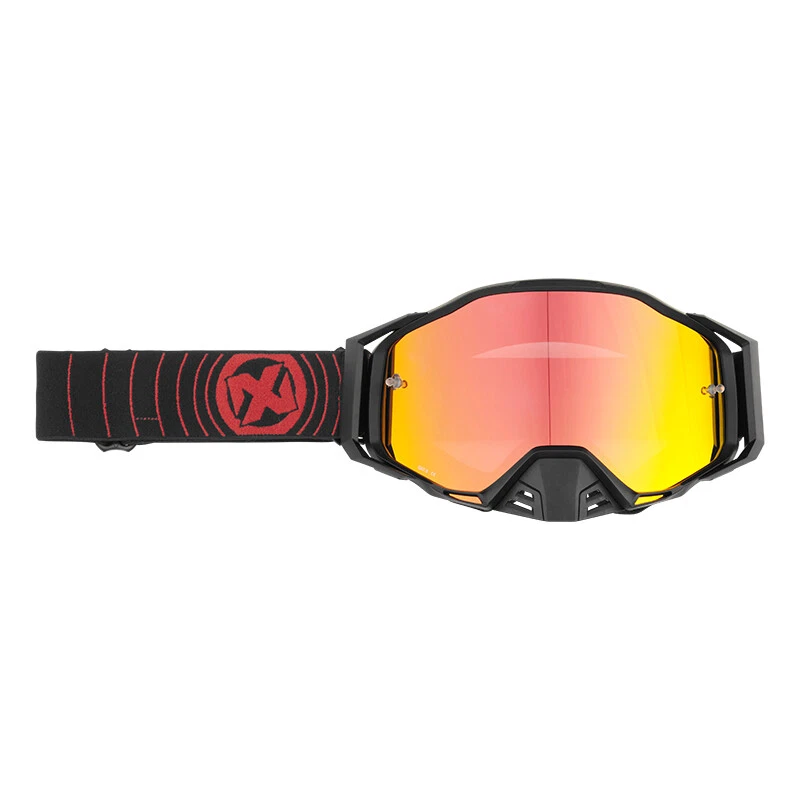 Masque Lunette moto cross NOX PREDATOR Noir matt Rouge