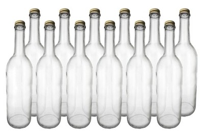 Home Brew Ohio 750ml Clear Screw Cap Wine Bottles w/28mm Gold Metal Screw Caps