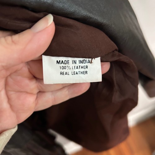 Vintage Dark Brown Leather Trench Coat Longline Snap Front Jacket Mens XL - Afbeelding 3 van 11