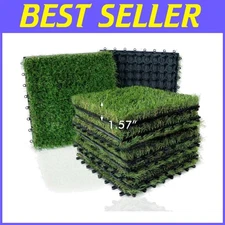 Self-Draining Artificial Grass Tiles 9 Pack 12"x12"