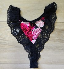 NWT Rare Vintage Victoria's Secret Floral Silk Lace Hi-Cut Thong Panties XS/S