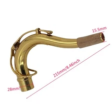 Excellent Tenor Sax Neck 28mm Gold Lacquer Brass Material Saxophone Neck