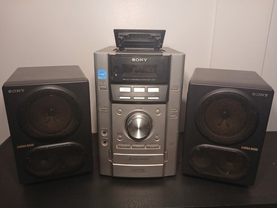 Vintage Sony MHCEC50 Mini HiFi Stereo CD 3 Disc Changer AM/FM Mega Bass Speakers