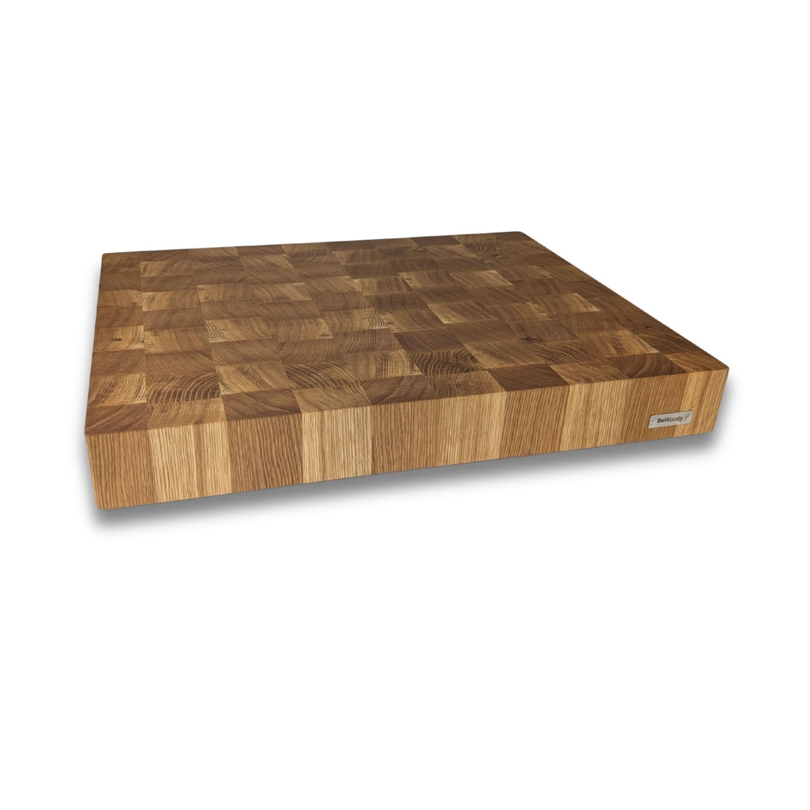 XXL Stirnholzbrett Eiche 50×40×6 cm Massives Schneidebrett, extra dick Hackblock