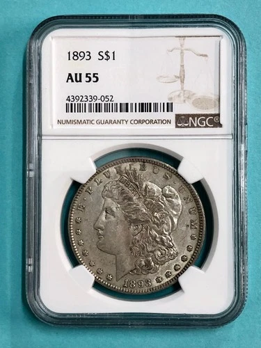 1893 Morgan Silver Dollar ~ Graded NGC AU55 ~ Key Date Coin ~ Philadelphia Mint