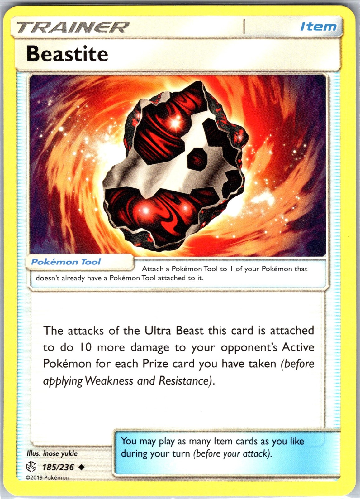 Beastite 185/236 Uncommon Regular Card SM - Cosmic Eclipse Pokemon TCG NM
